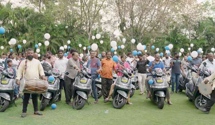 200 TVS iQube Electric scooters delivered at a single day mega-delivery event in Hyderabad
