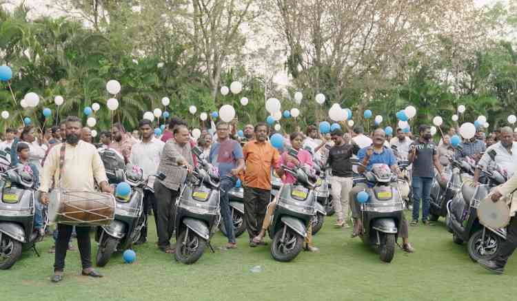 200 TVS iQube Electric scooters delivered at a single day mega-delivery event in Hyderabad  