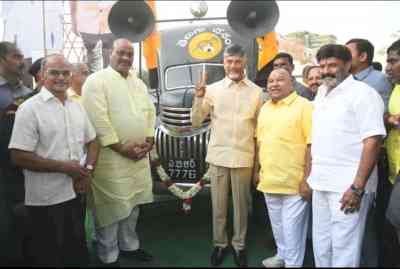 NTR's 'Chaitanya Ratham' centre of attraction on TDP foundation day