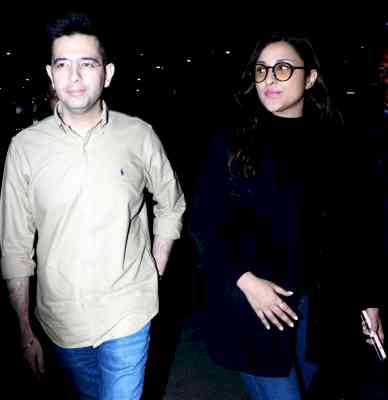 Raghav Chadha, Parineeti spotted together at Mumbai airport