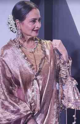 Rekha makes heads turn, jokes with paps on 'Citadel' blue carpet