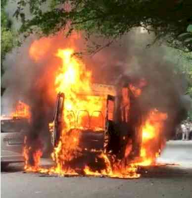 TSRTC bus catches fire in Hyderabad