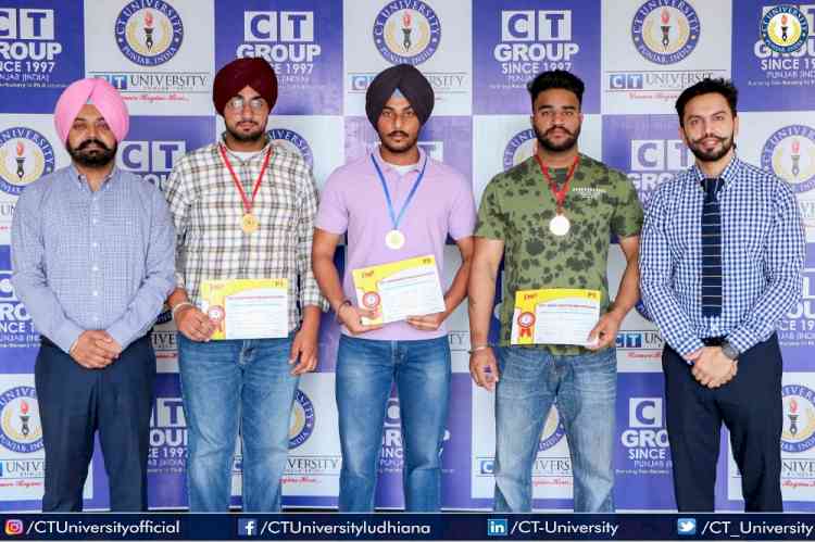 CT University Students Shine in District Level Weightlifting Competition: Clinch Gold and Silver Medals