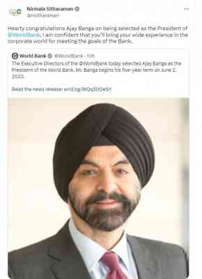 Sitharaman congratulates Ajay Banga on becoming World Bank president