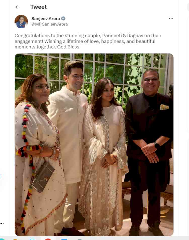 MP Arora attends Parineeti-Raghav engagement ceremony