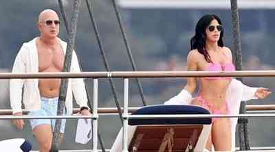 Shirtless Bezos seen sunbathing with girlfriend Sanchez on $500mn superyacht