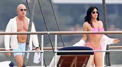 Shirtless Bezos seen sunbathing with girlfriend Sanchez on $500mn superyacht