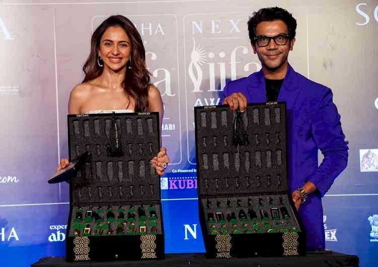 Bollywood Superstars Rakul Preet Singh and Rajkummar Rao unveiled invitation box of IIFA 2023 designed by IZZHAAR 