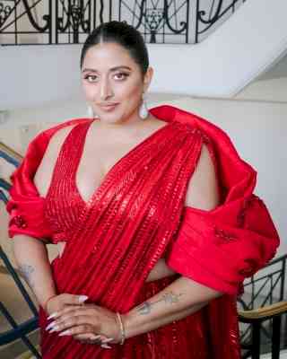 Raja Kumari exudes elegance, oomph at Cannes in caped outfit by Manish Malhotra