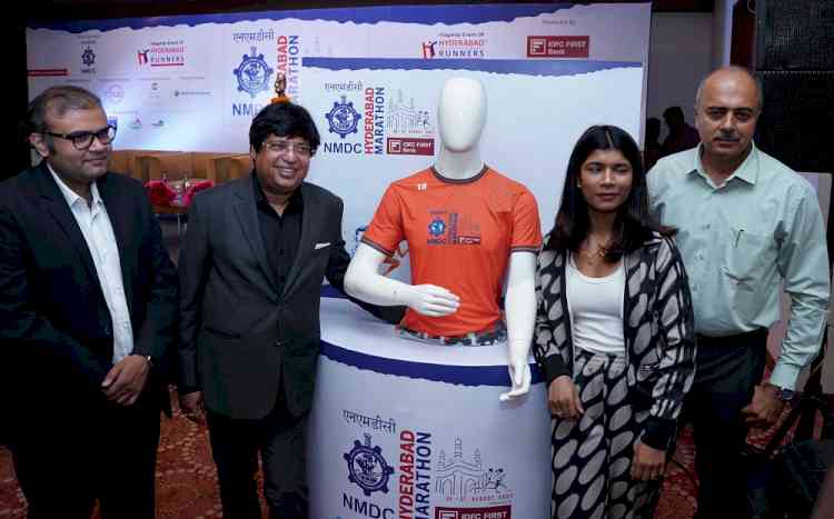 Hyderabad Runners announces 12th Edition of the NMDC Hyderabad Marathon 2023, Powered by IDFC FIRST Bank, unveils Official Race Tee Shirt