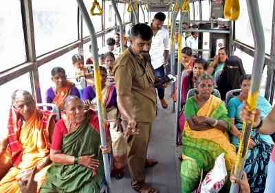 Women turn out in big numbers after free bus travel scheme launched in Karnataka