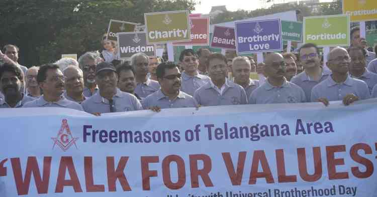 Freemasons of Telangana organised Walk for Values 
