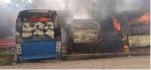 Nine buses gutted in fire at Ranchi bus stand