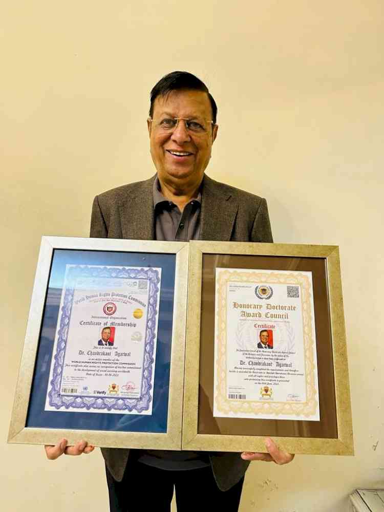 On the occasion of National Doctor's Day, Dr. Chandrakant Agarwal, President of Thalassemia & Sickle Cell Society (TSCS) Hyderabad honoured with international recognitions