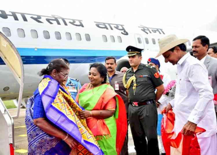 Prez Murmu reaches Hyderabad to attend Alluri's birth anniversary celebrations