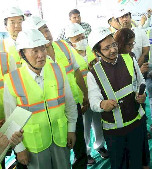 Former Japanese PM Suga Yoshihide visits Mumbai-Ahmedabad High-Speed Rail Project site  