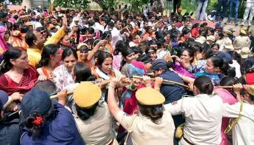Rajasthan: Police resort to lathi-charge on protesting BJP Mahila Morcha workers, MP Ranjeeta Koli injured