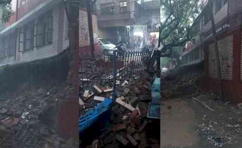 Wall of newly built Delhi govt school collapses amid heavy rain