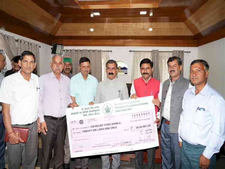 Nauni varsity staff donates Rs 26 lakh to CM Relief Fund