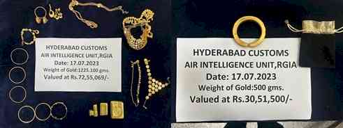 2 held at Hyderabad airport with gold valued at Rs 1.03cr 