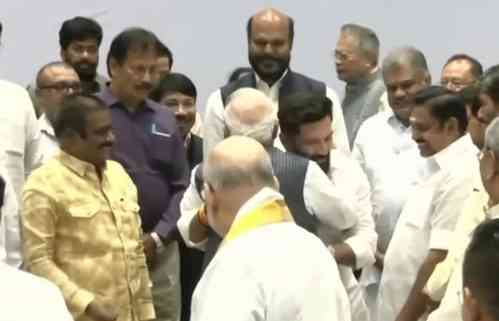 Chirag Paswan touches PM Modi's feet during NDA meet