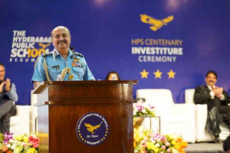 ‘Embrace your potential as leaders’, says Air Chief Marshal at the Centenary Investiture Ceremony of The Hyderabad Public School, Begumpet