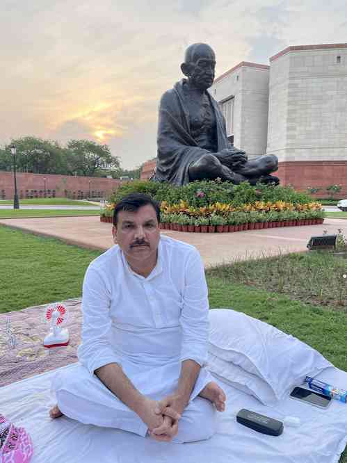 AAP's Sanjay Singh continues sit-in protest in Parliament premises