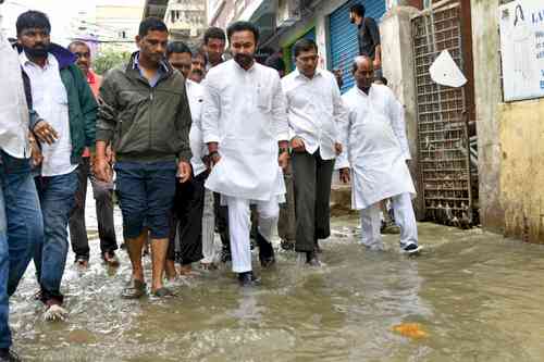 Kishan Reddy visits rain affected areas in Hyderabad