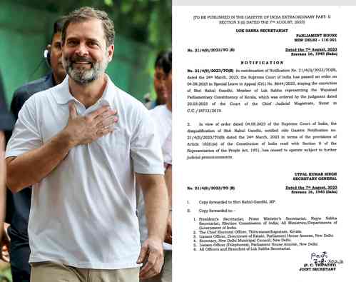 Rahul Gandhi's Lok Sabha membership restored