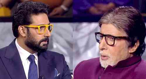 Big B, Junior Bachchan present a 'drunken act' on KBC 15