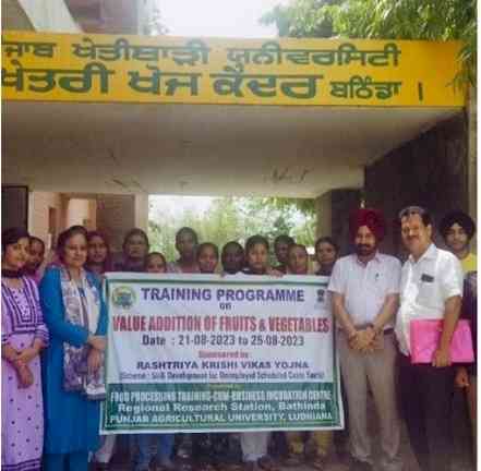 Empowering Scheduled Caste Youth: RKVY Training by Regional Research Station Bathinda for Fruit and Vegetables Value Addition