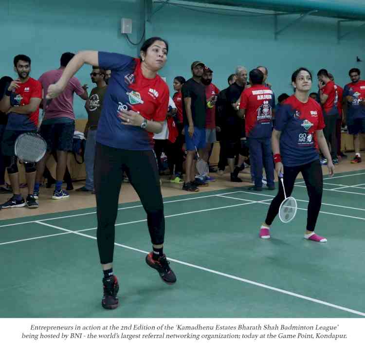 The ‘Kamadhenu Estates Bharath Shah Badminton League' hosted by BNI kick starts 