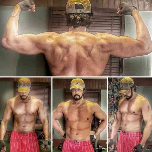 Kichcha Sudeepa posts workout pictures in preparation for 'K46'