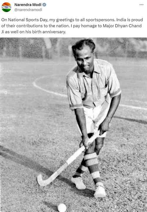 PM Modi pays homage to Major Dhyan Chand on his birth anniv