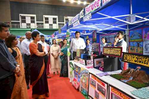 Atishi interacts with students selected as general secretaries of Student Advisory Boards