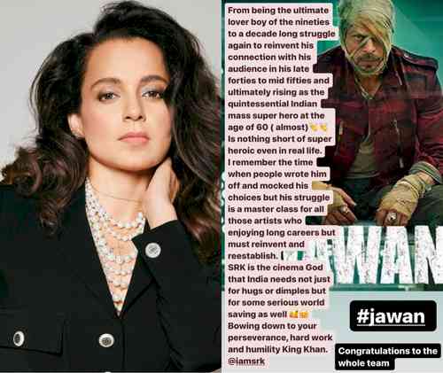 'Jawan': Kangana calls SRK 'cinema God'; bows down to his hard work, humility