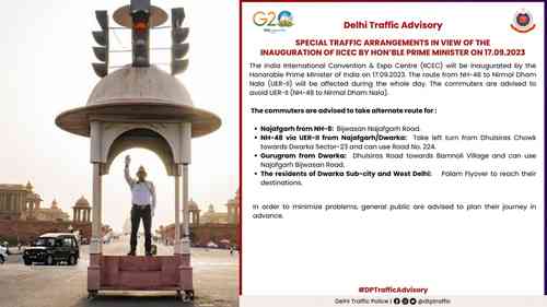 Traffic Police issues advisory ahead of IICEC by PM Modi on Sunday