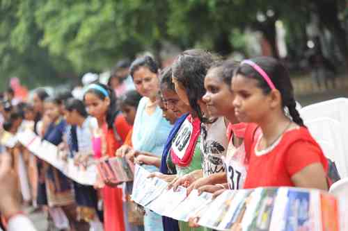 PM Modi's b'day: Specially-abled children take out march with 1.25-km long congratulatory card