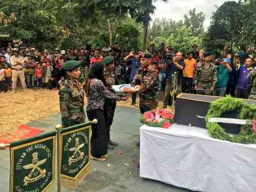 Last rites of slain soldier performed with full military honours in Manipur