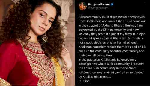 Kangana Ranaut slams Khalistan; urges Sikh community to come out in support of 'Akhand Bharat'