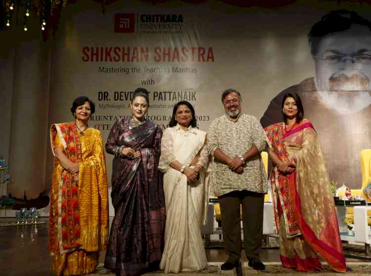 Renowned Indian Mythologist Devdutt Patnaik talks on Shikhan Shastra at Chitkara University's B.Ed orientation