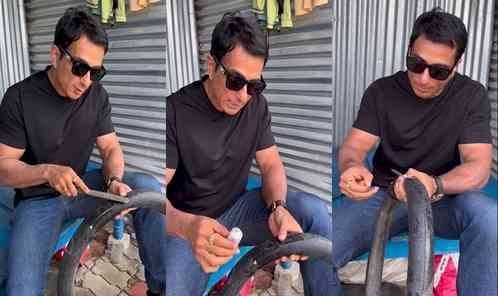 'Gareebo Ka Masiha' Sonu Sood fixes puncture in local repair shop; fans shower love