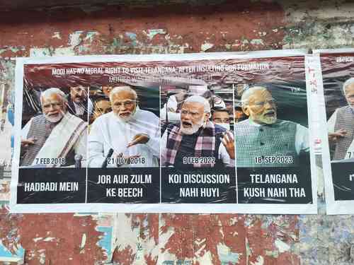 Modi has no moral right to visit Telangana, say BRS posters