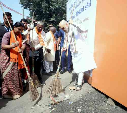 Amit Shah leads cleanliness drive in Ahmedabad ahead of Gandhi Jayanti