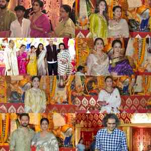 Kajol falls at pandal; Rani, Kiara, Hema Malini take part in Durga Puja festivities