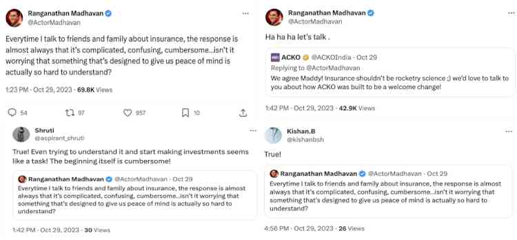 R Madhavan addresses insurance accessibility concerns on Twitter
