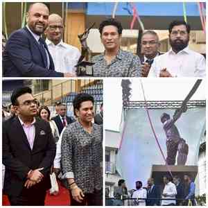 Tendulkar’s statue in 'lofted drive' pose unveiled at Wankhede Stadium