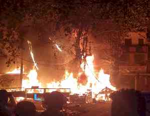 Roadside shops gutted in fire in West Delhi market