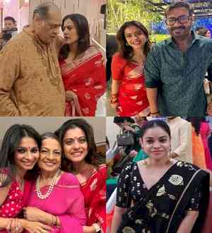 Kajol, Deb Mukherjee, Sumona attend Kali Puja; Ajay Devgn, son Yug twin in ethnic outfit