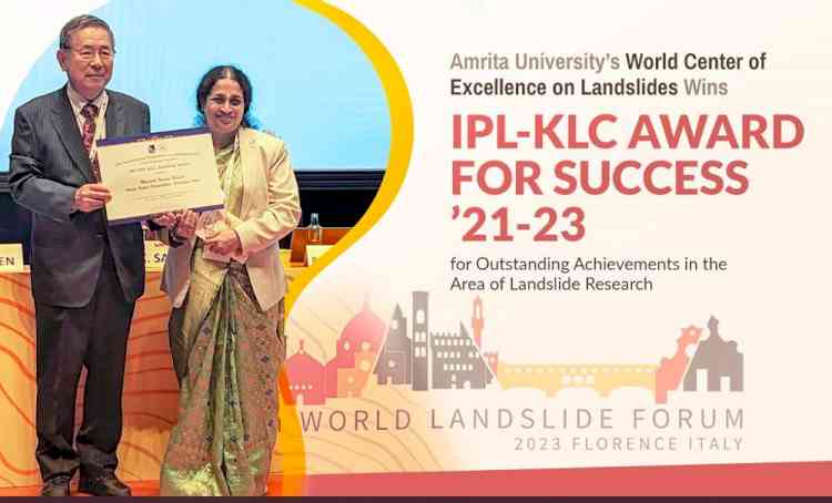 Amrita Vishwa Vidyapeetham’s World Centre of Excellence on Landslides receives IPL-KLC Award for Success